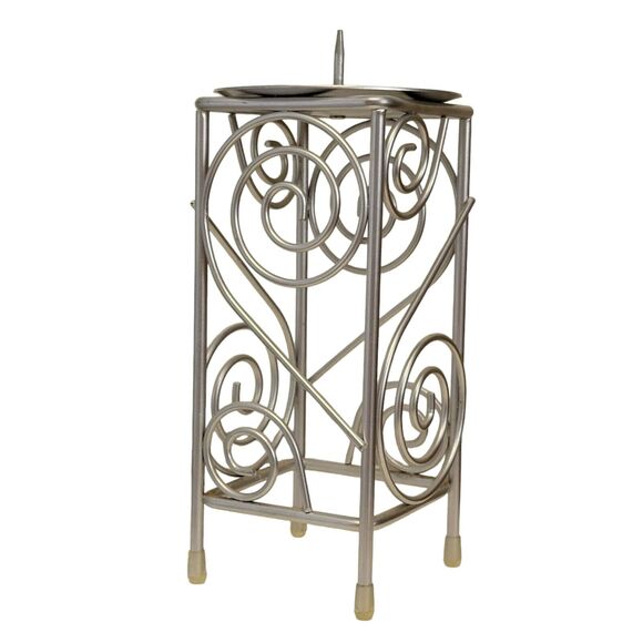 Silver Tone Candle Holders Set of 3 Pillar 7" Scroll Ornate Metal Home Decor‎ - Picture 2 of 7